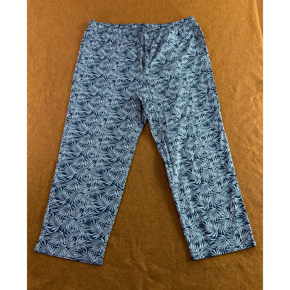 Amazon Essentials Mens XXL Blue Tropical Palm Leaf Print Cotton Pajama Pants New